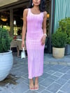 Askılı Fitilli Maxi Elbise - PEMBE