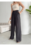 BELİ ÇAPRAZ LASTİK DETAYLI ÇIMALI SALAŞ KETEN PANTOLON ZYN-58649 - CAMEL - SİYAH