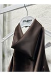 Degaje Yaka Saten Bluz - NSA-000860-004 (KAHVERENGİ)