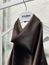 Degaje Yaka Saten Bluz - NSA-000860-004 (KAHVERENGİ)