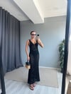 Kadın Ajurlu Triko Maxi Elbise - Si̇yah 2