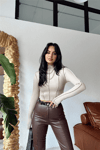 Kadın Balıkçı Yaka Korsaj Detaylı Crop Bluz Zyn-58426 - TAŞ