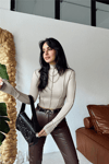 Kadın Balıkçı Yaka Korsaj Detaylı Crop Bluz Zyn-58426 - TAŞ
