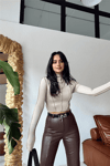 Kadın Balıkçı Yaka Korsaj Detaylı Crop Bluz Zyn-58426 - TAŞ