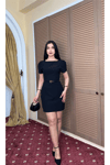 Kadın Balon Kol Mini Elbise ZYN-58921 - SİYAH
