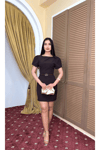 Kadın Balon Kol Mini Elbise ZYN-58921 - KAHVERENGİ