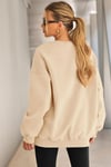 KADIN BİSİKLET YAKA BASİC OVERSİZE SWEATSHİRT - EKRU