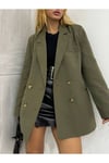 KADIN BLAZER ASTARLI SALAŞ KRUVAZE CEKET ZYN-58703 - HAKİ
