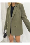 KADIN BLAZER ASTARLI SALAŞ KRUVAZE CEKET ZYN-58703 - HAKİ