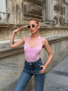 Kadın Dantel Detaylı Bodysuit - PEMBE