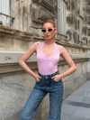Kadın Dantel Detaylı Bodysuit - PEMBE