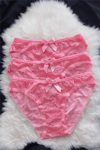 Kadın Dantelli Fiyonklu Külot 3’lü Set NSA-58054 - PEMBE