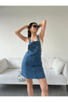 Kadın Denim Salopet Elbise - Lacivert
