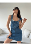 Kadın Denim Salopet Elbise - Lacivert