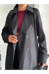 KADIN DÖKÜMLÜ MAXİ BOY TRENÇKOT ZYN-58704 - SİYAH
