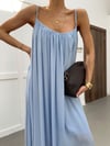 Kadın Dökümlü Maxi Elbise - AÇIK MAVİ