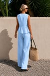 Kadın Dökümlü Peplum Bluz ve Pantolon Takımı - Bebe Mavi