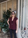 Kadın  Düğme Detaylı Yelek Bluz - Bordo