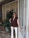 Kadın  Düğme Detaylı Yelek Bluz - Kahverengi