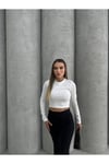 KADIN DÜŞÜK OMUZ CROP BLUZ HYN-58005 - BEYAZ