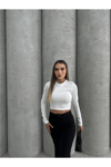 KADIN DÜŞÜK OMUZ CROP BLUZ HYN-58005 - BEYAZ
