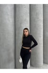 KADIN DÜŞÜK OMUZ CROP BLUZ HYN-58005 - SİYAH