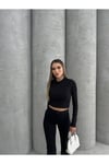 KADIN DÜŞÜK OMUZ CROP BLUZ HYN-58005 - SİYAH