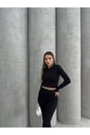 KADIN DÜŞÜK OMUZ CROP BLUZ HYN-58005 - SİYAH