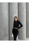 KADIN DÜŞÜK OMUZ CROP BLUZ HYN-58005 - SİYAH