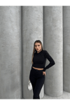 KADIN DÜŞÜK OMUZ CROP BLUZ HYN-58005 - SİYAH