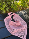 Kadın File Örgü Bohem Bandana - Pembe