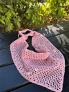 Kadın File Örgü Bohem Bandana - Pembe