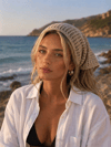 Kadın File Örgü Bohem Bandana - Vizon