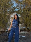 Kadın Fitilli Triko Crop İkili Takım - Lacivert