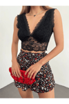 Kadın Güpür Detaylı Bralet Bluz Zyn-58409 - SİYAH