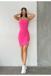 Kadın Ip Askılı Yırtmaçlı Mini Elbise Zyn-58401 - PEMBE