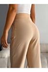 KADIN İTHAL CREP FULL LİKRALI HAVUÇ PANTOLON ZYN-58581 - TAŞ