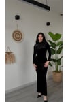 Kadın Kadife Uzun Elbise HYN-58093 - SİYAH