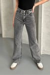 Kadın Kar Yıkamalı Yüksek Bel Plazzo Jeans ZYN-58729 - FÜME