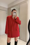 Kadın Kırmızı Oversize Blazer Ceket