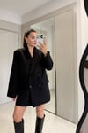 Kadın Kırmızı Oversize Blazer Ceket - Si̇yah 2