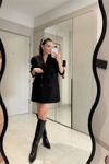 Kadın Kırmızı Oversize Blazer Ceket - Si̇yah 2