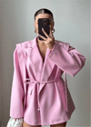 Kadın Kuşaklı Kruvaze Ceket - Pembe