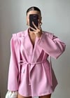 Kadın Kuşaklı Kruvaze Ceket - Pembe
