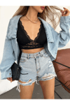 Kadın Oversize Bolero Denim Ceket Zyn-58393 - AÇIK MAVİ