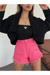 Kadın Oversize Bolero Denim Ceket Zyn-58393 - Siyah