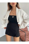 Kadın Oversize Bolero Denim Ceket Zyn-58393 - BEYAZ