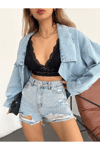 Kadın Oversize Bolero Denim Ceket Zyn-58393 - AÇIK MAVİ