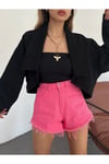 Kadın Oversize Bolero Denim Ceket Zyn-58393 - Siyah