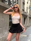 Kadın Pileli Kloş Şortlu Mini Etek - Si̇yah 2